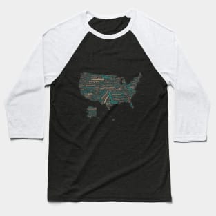 Maps of united states of America in words Baseball T-Shirt